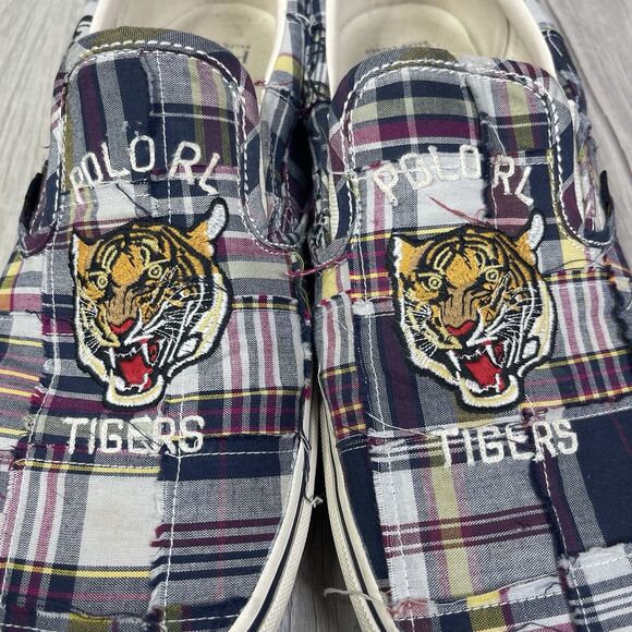 Polo Ralph Lauren Sneakers Keaton Slip On Tiger Plaid Shoes Size 12 Preppy A - Picture 4 of 10